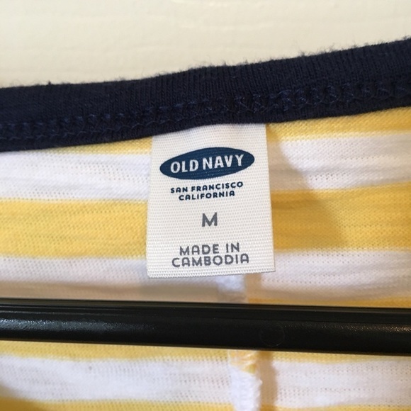 Old Navy Yellow Striped Cotton Dress Blue Trim - Picture 5 of 8